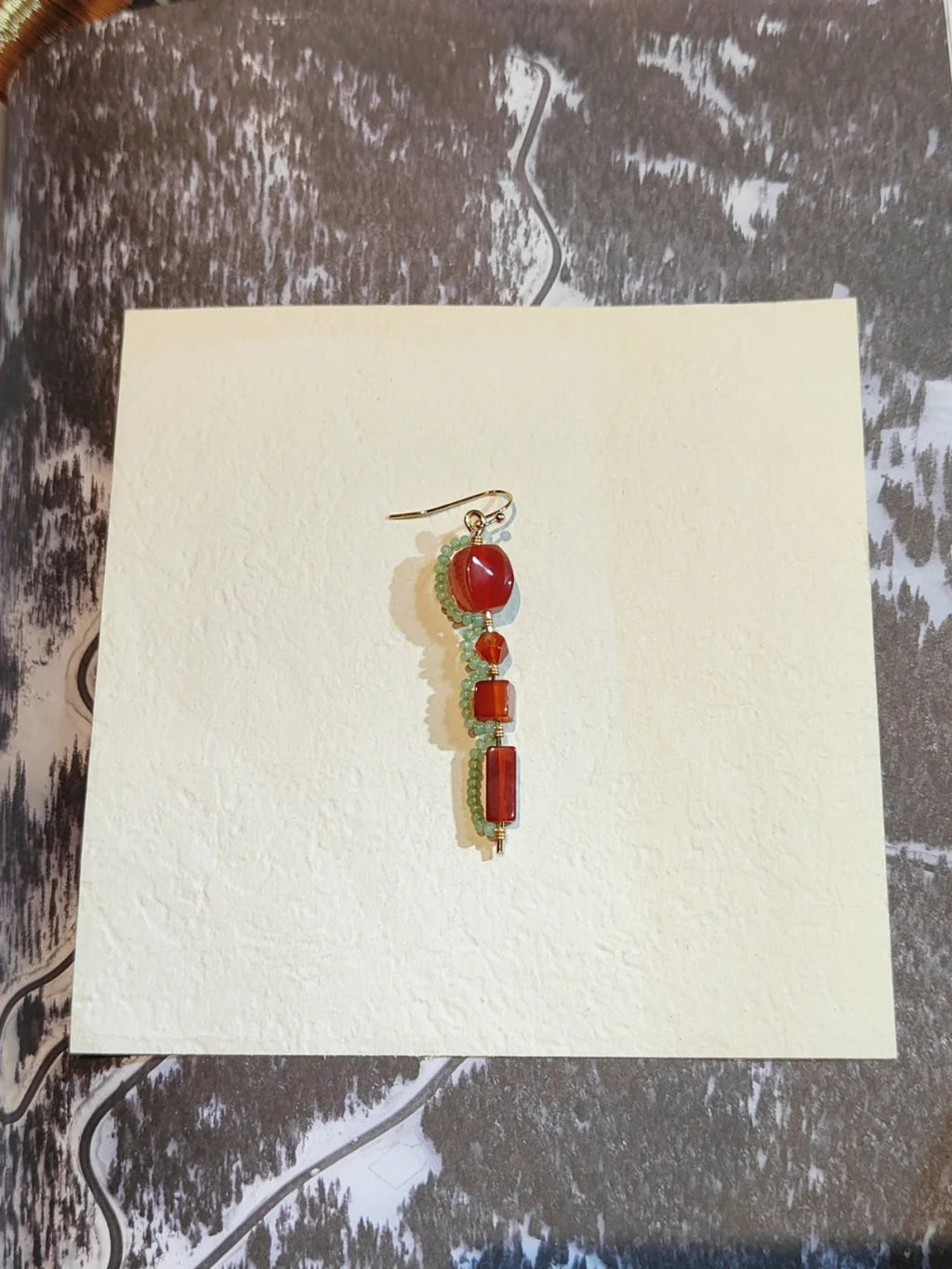 Chinoiserie Red Agate Beaded Drop Earrings,Lumivault.