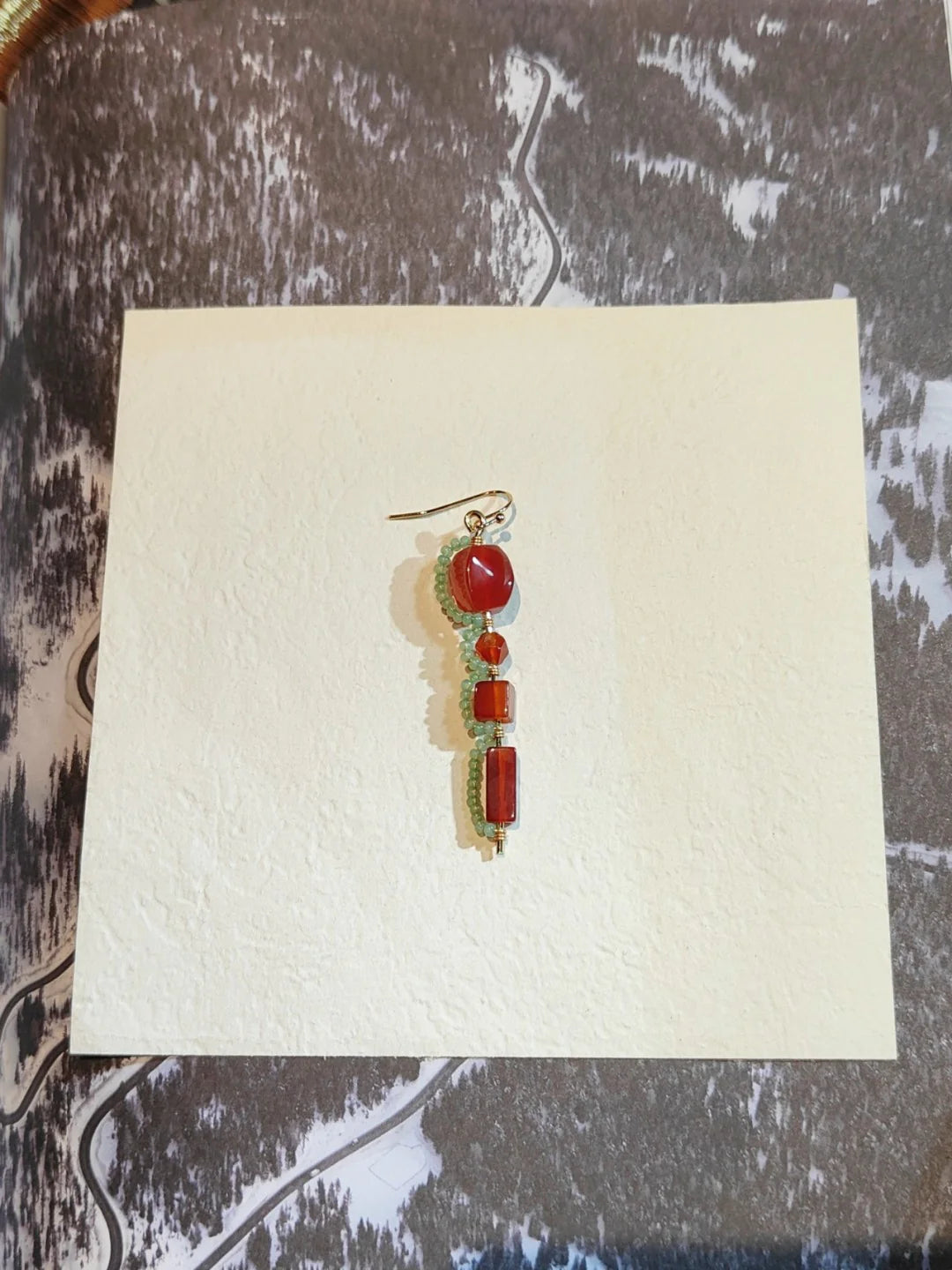 Chinoiserie Red Agate Beaded Drop Earrings