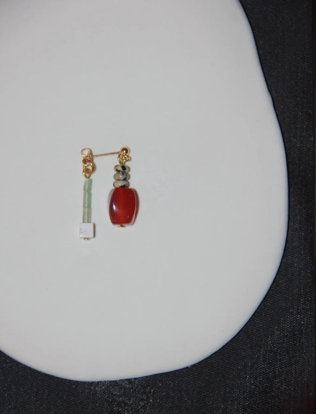 Chinoiserie Red Agate Irregular Dangle Earrings,Lumivault.