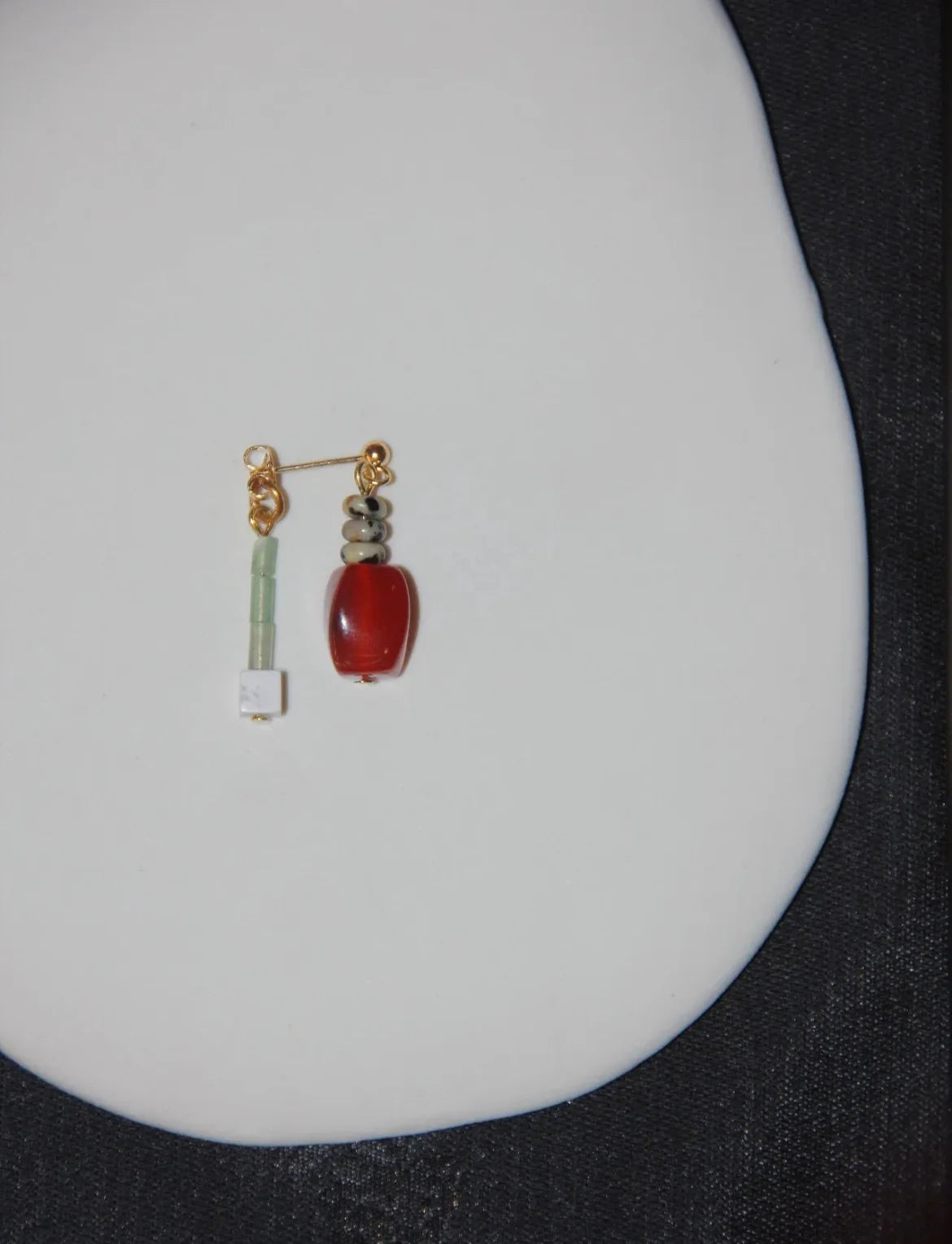 Chinoiserie Red Agate Irregular Dangle Earrings,Lumivault.