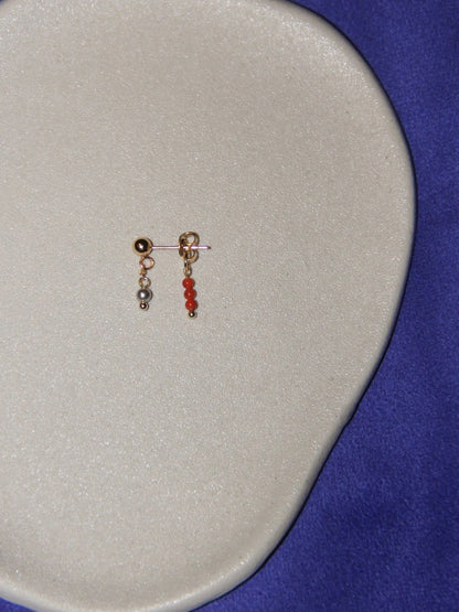 Chinoiserie Red Agate Mini Beaded Earrings