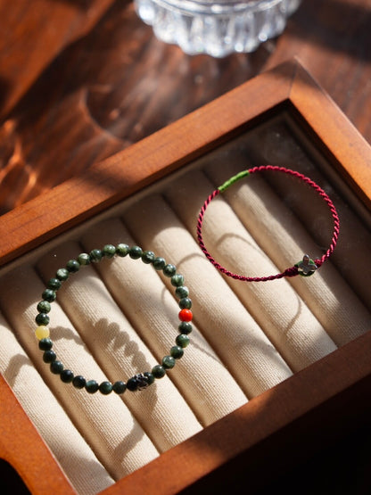 「Chinoiserie」Spring Breeze Brings Faith Green Seraphinite Bracelet - Lumivault
