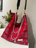 Chinoiserie Traditional Lucky Red Beaded Tassel Silk Bag - Lumivault