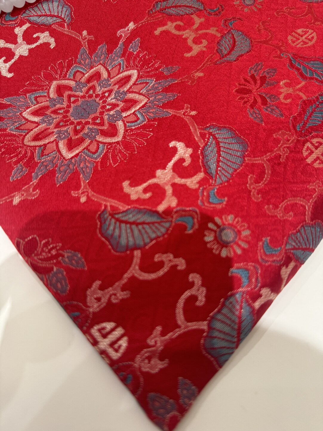 Chinoiserie Traditional Lucky Red Beaded Tassel Silk Bag - Lumivault