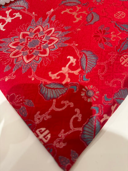 Chinoiserie Traditional Lucky Red Beaded Tassel Silk Bag - Lumivault
