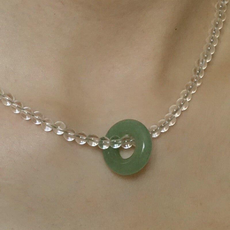 「Chinoiserie」White Crystal Aventurine Necklace,Lumivault.