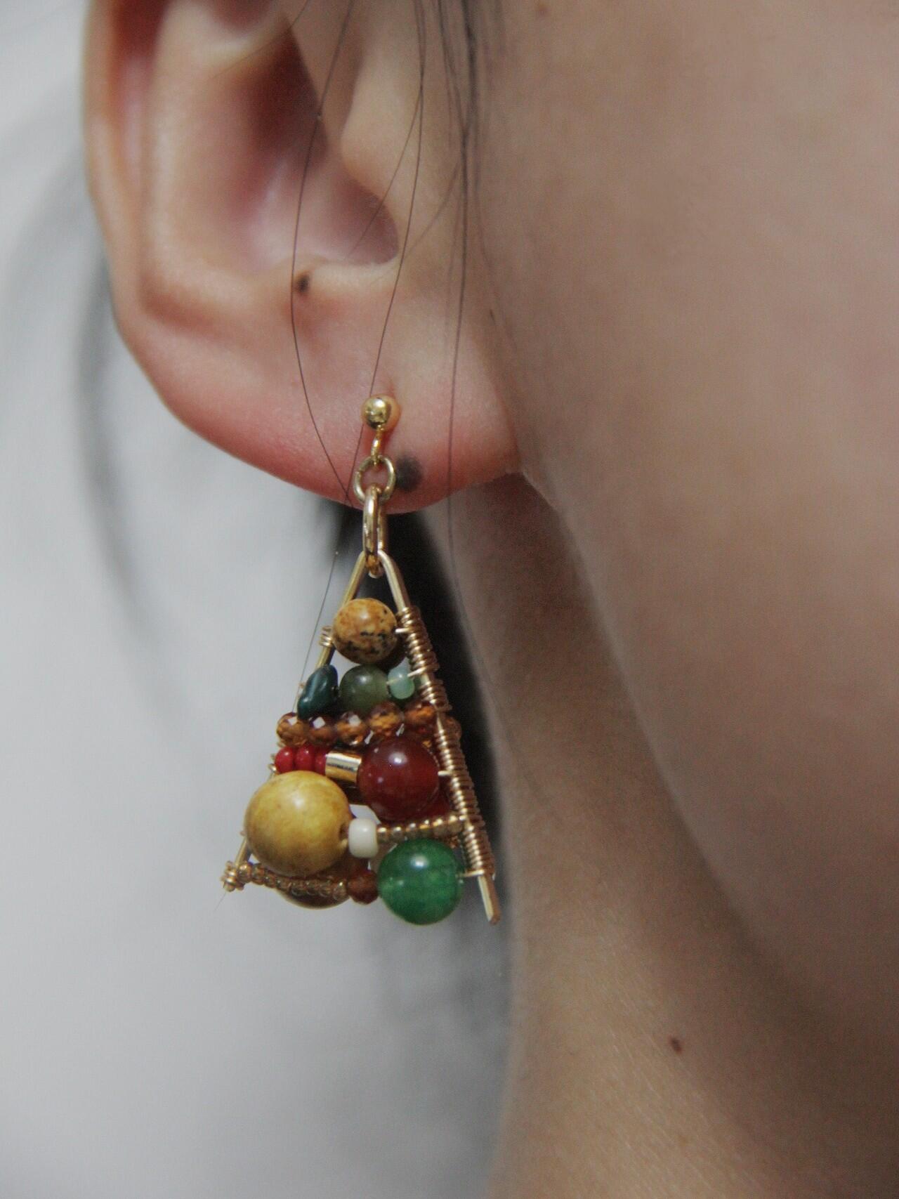 Christmas Tree Earrings,Red Green / Studs,Lumivault.