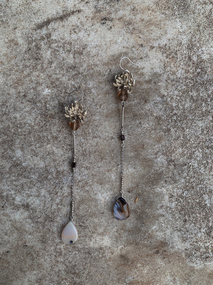 Chrysanthemum Beaded Long Earrings