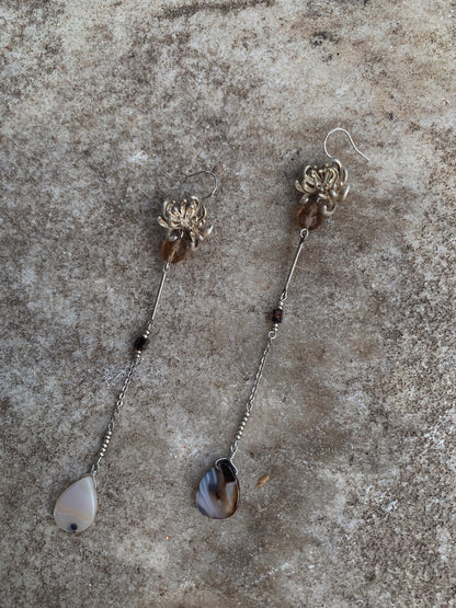 Chrysanthemum Beaded Long Earrings
