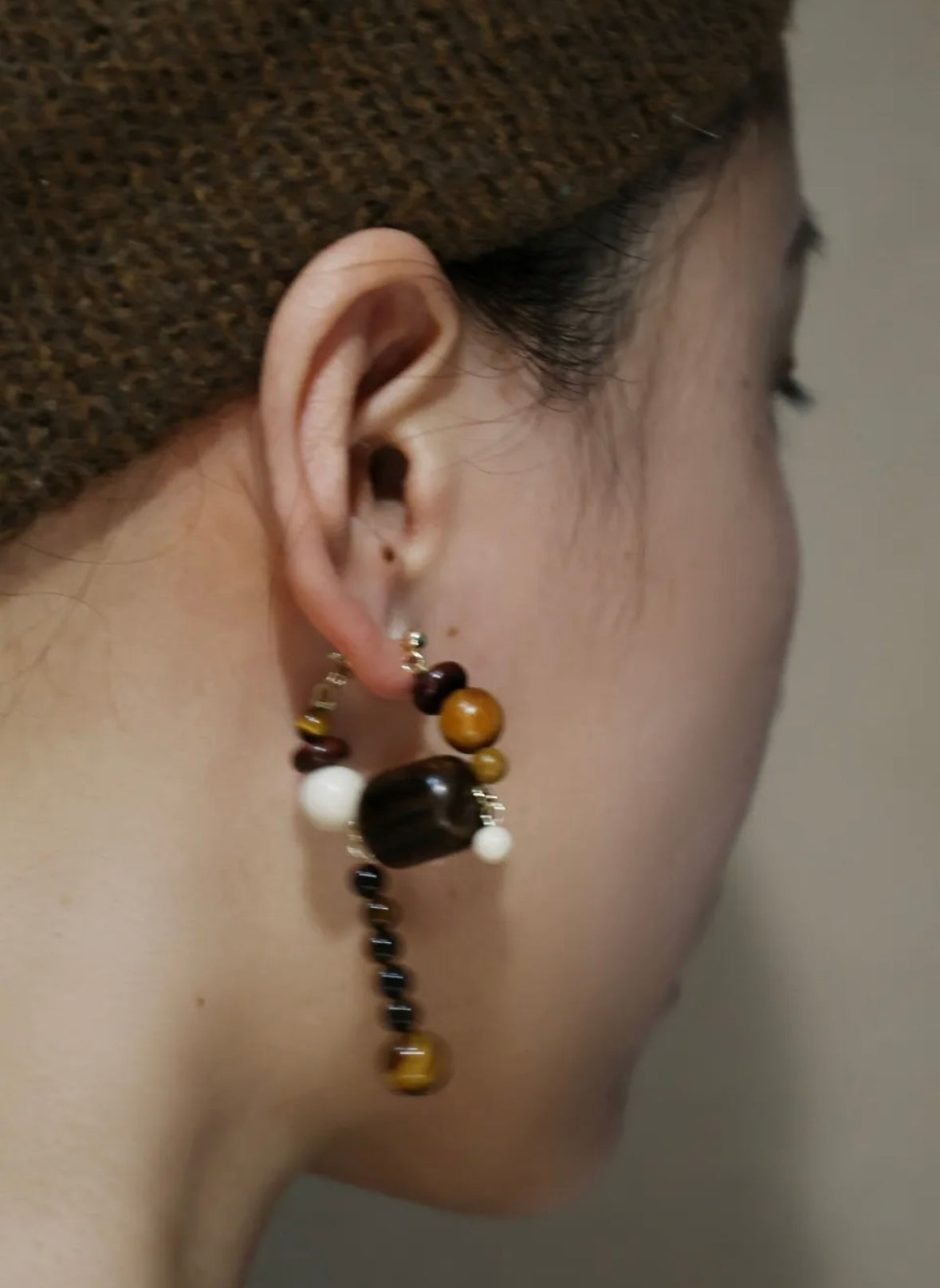 Coffee Sandalwood Beaded Earrings,Lumivault.