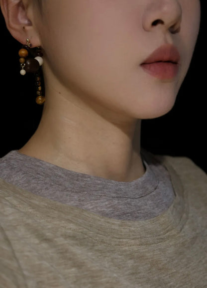Coffee Sandalwood Beaded Earrings