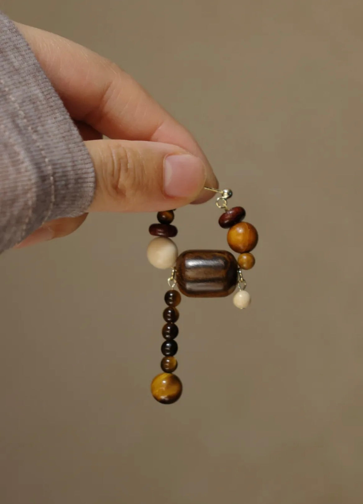 Coffee Sandalwood Beaded Earrings,Lumivault.