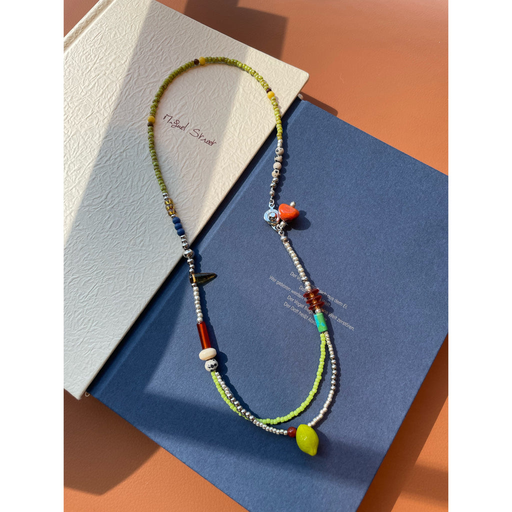 Colorful Snap Design Beaded Necklace,Lumivault.