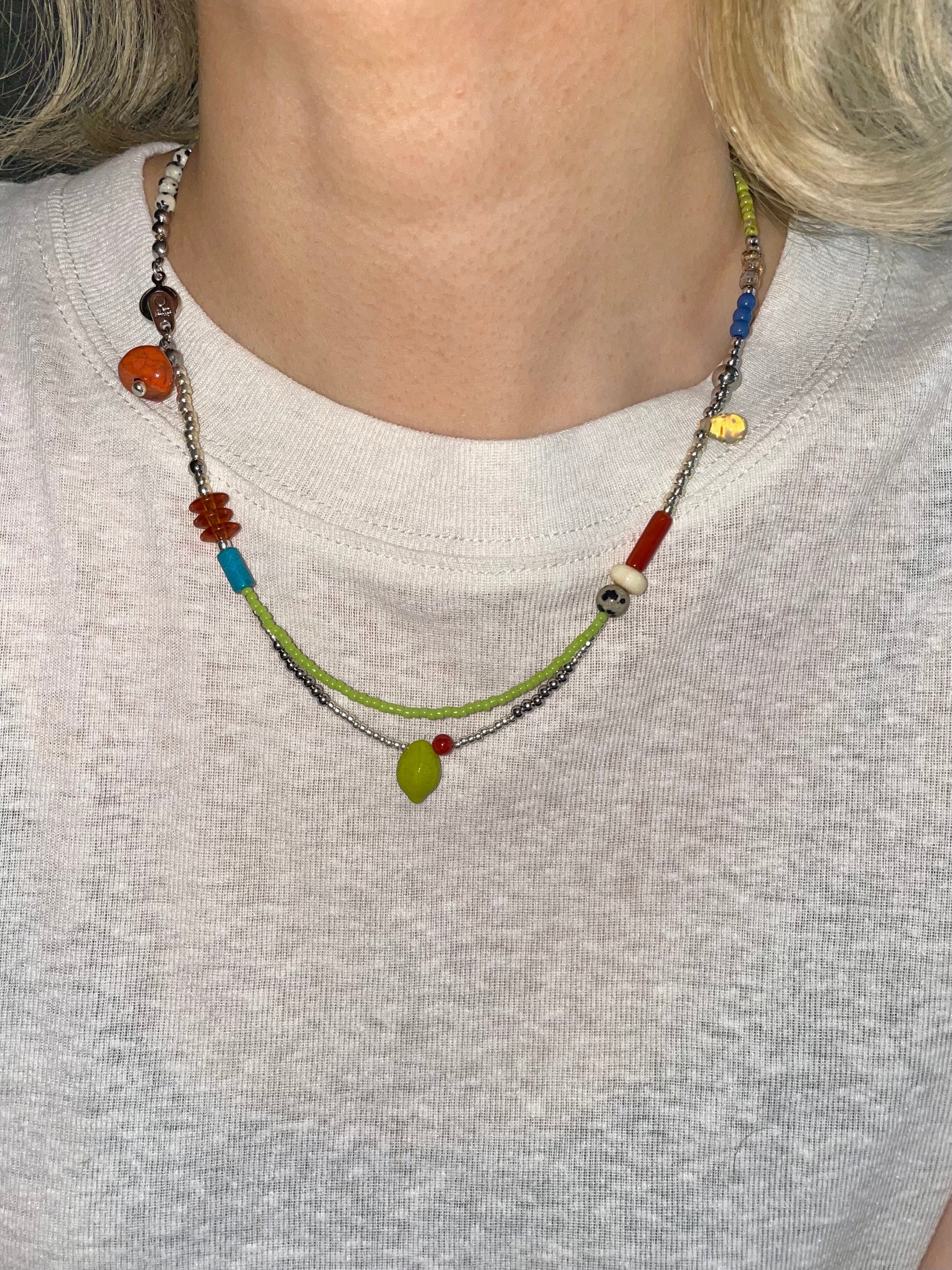Colorful Snap Design Beaded Necklace,Lumivault.