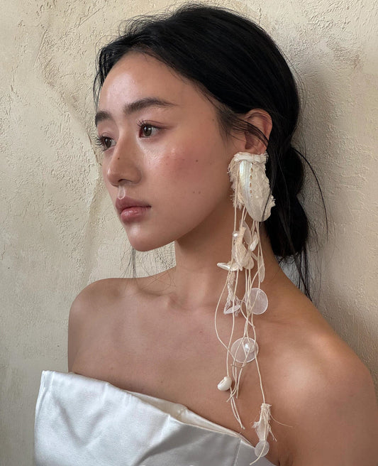 Conch Sound Shell Tassel Bridal Earrings