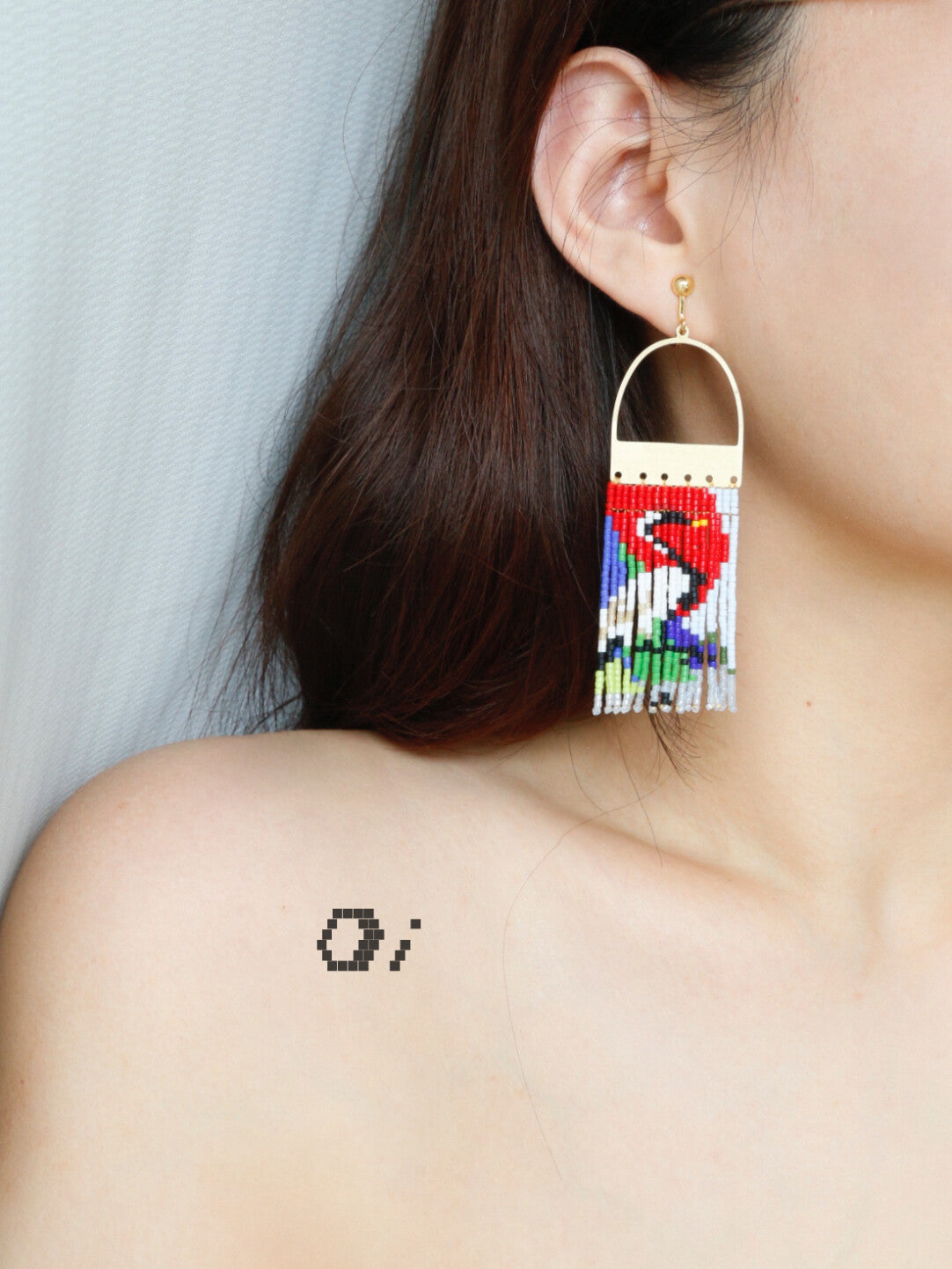 Crane Pattern MIYUKI Beaded Earrings,Lumivault.