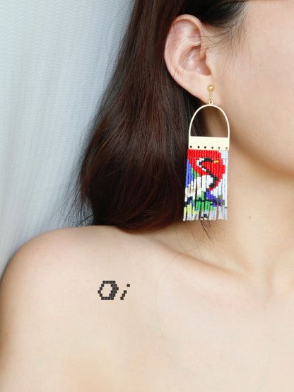 Crane Pattern MIYUKI Beaded Earrings