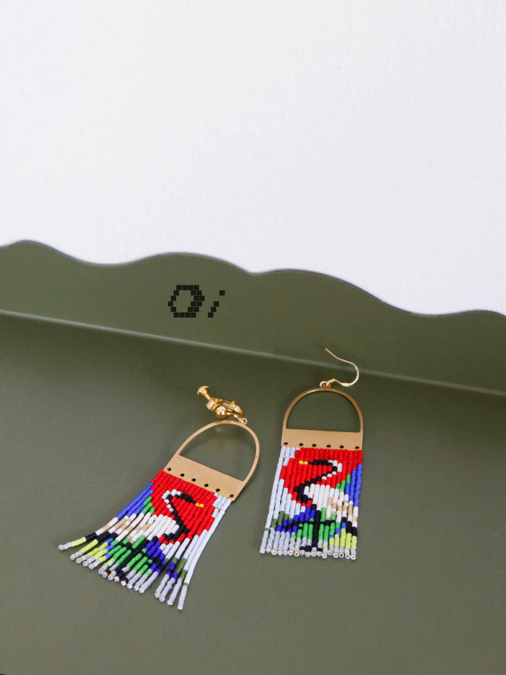 Crane Pattern MIYUKI Beaded Earrings,Lumivault.