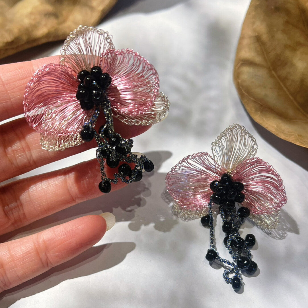 Crocheted Orchid Earrings,Lumivault.