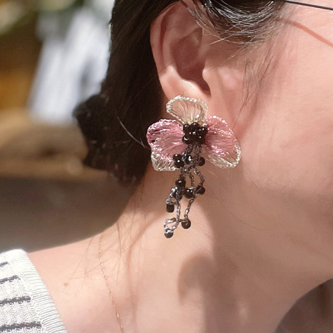 Crocheted Orchid Earrings,Lumivault.