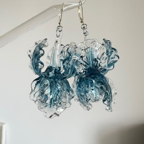 Blue Iris Glass Earrings,Lumivault.