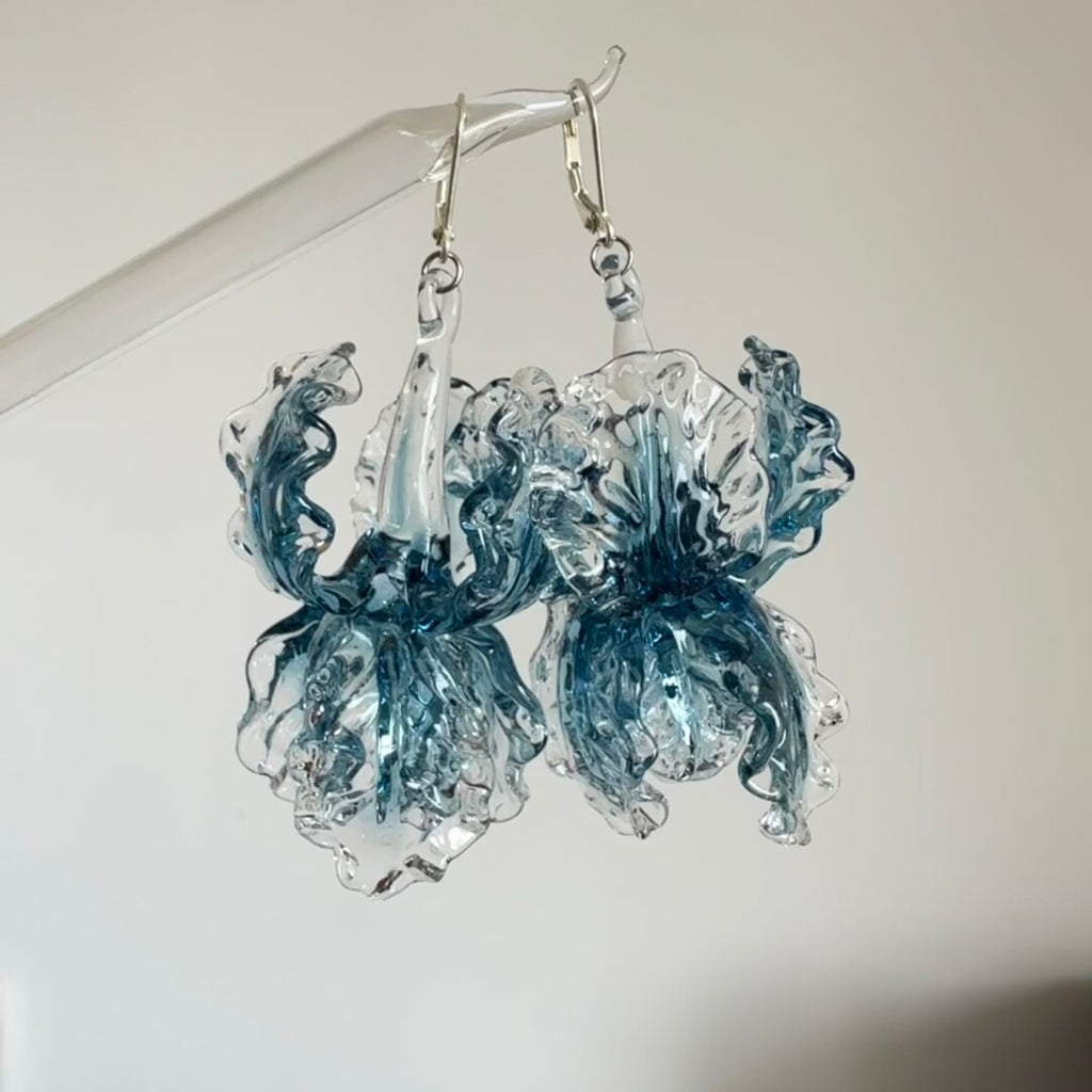 Blue Iris Glass Earrings,Lumivault.