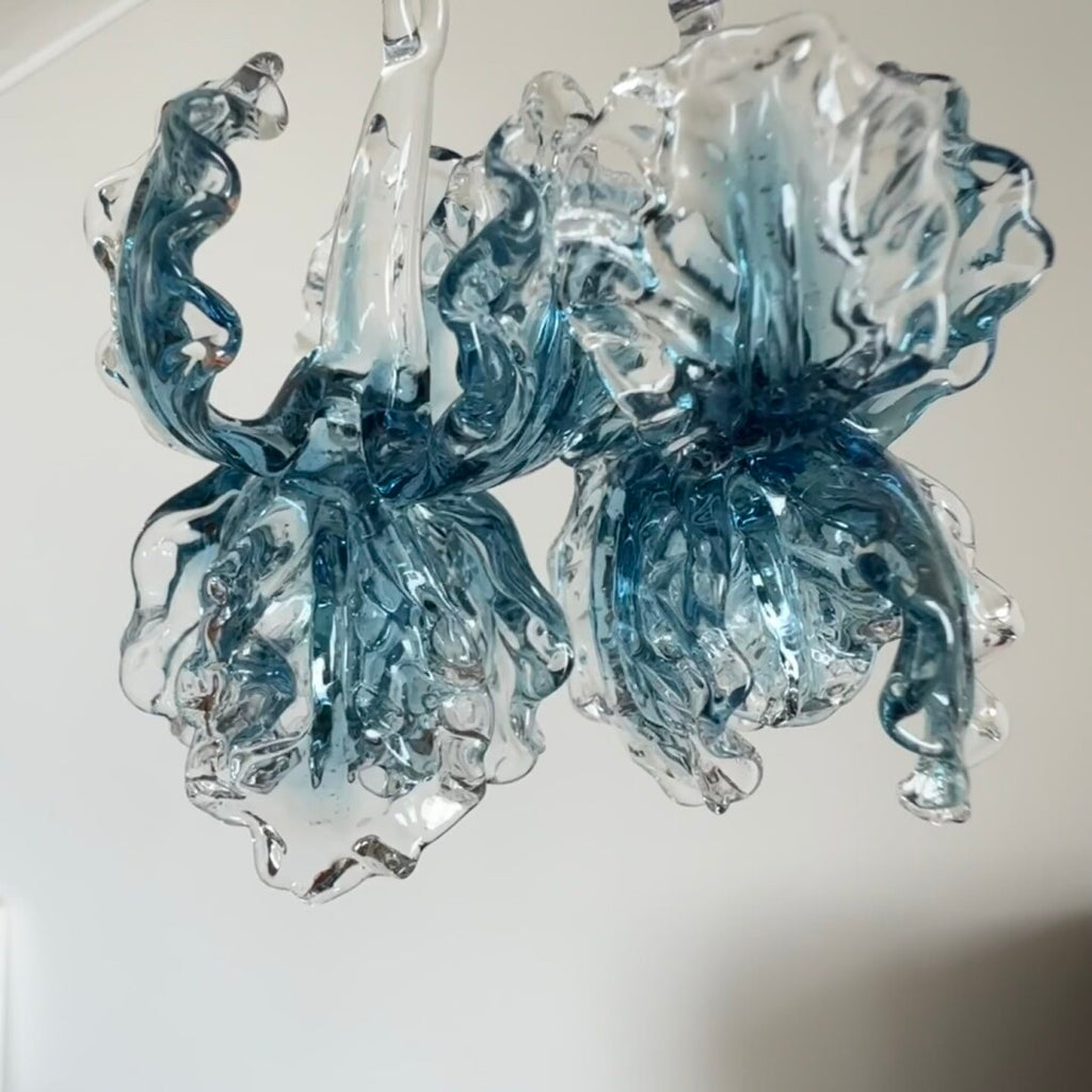 Blue Iris Glass Earrings,Lumivault.