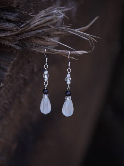 「Chinoiserie」 Gemstone Cool Matte Earrings - Lumivault