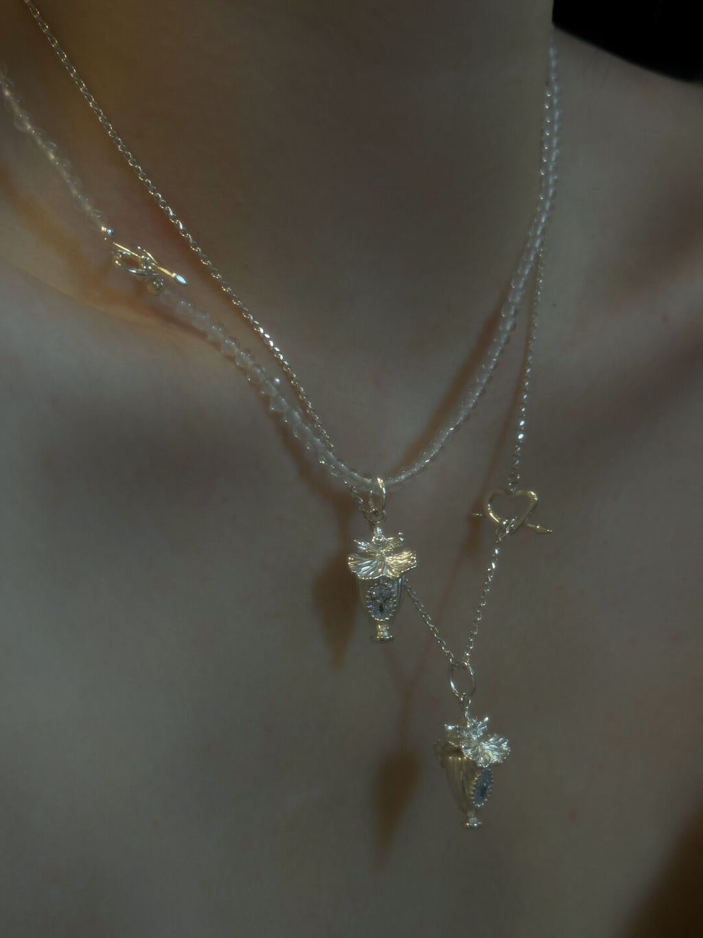 Oncidium Perfume Bottle Silver Necklace,Lumivault.