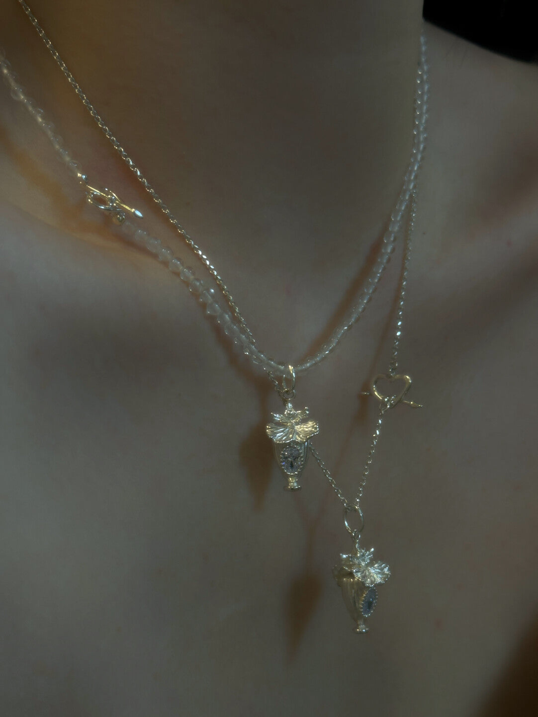 Oncidium Perfume Bottle Silver Necklace,Lumivault.