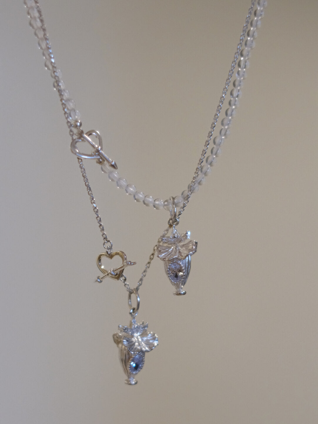 Oncidium Perfume Bottle Silver Necklace,Lumivault.