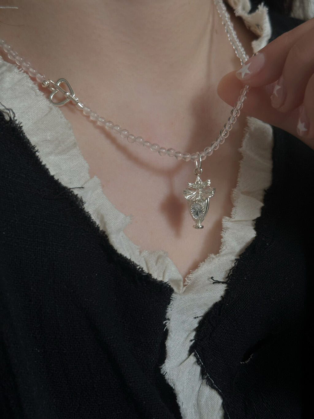 Oncidium Perfume Bottle Silver Necklace,Lumivault.