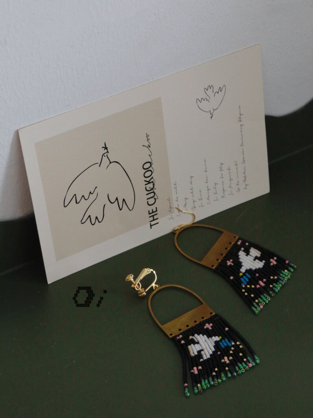 Dark Night and White Dove MIYUKI Beaded Earrings,Lumivault.