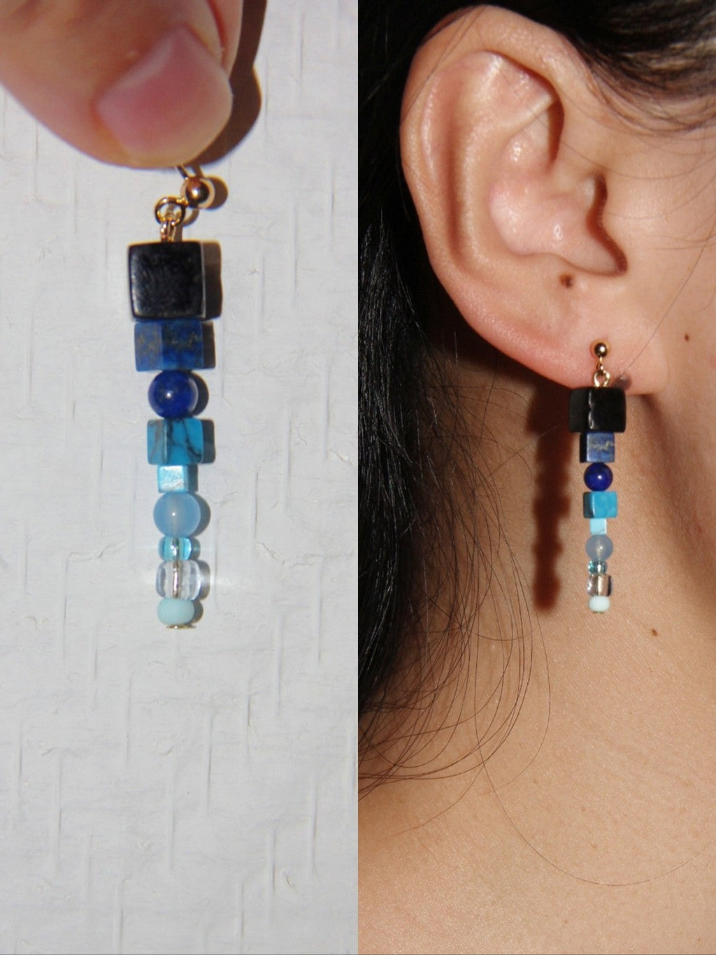 Deep Ocean Ombre Beaded Earrings,Lumivault.