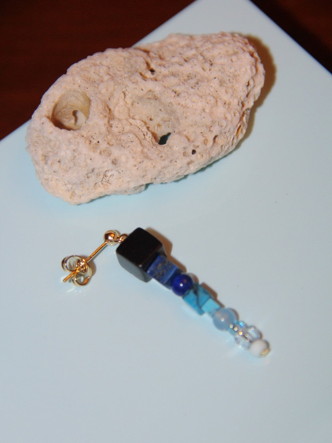 Deep Ocean Ombre Beaded Earrings,Lumivault.
