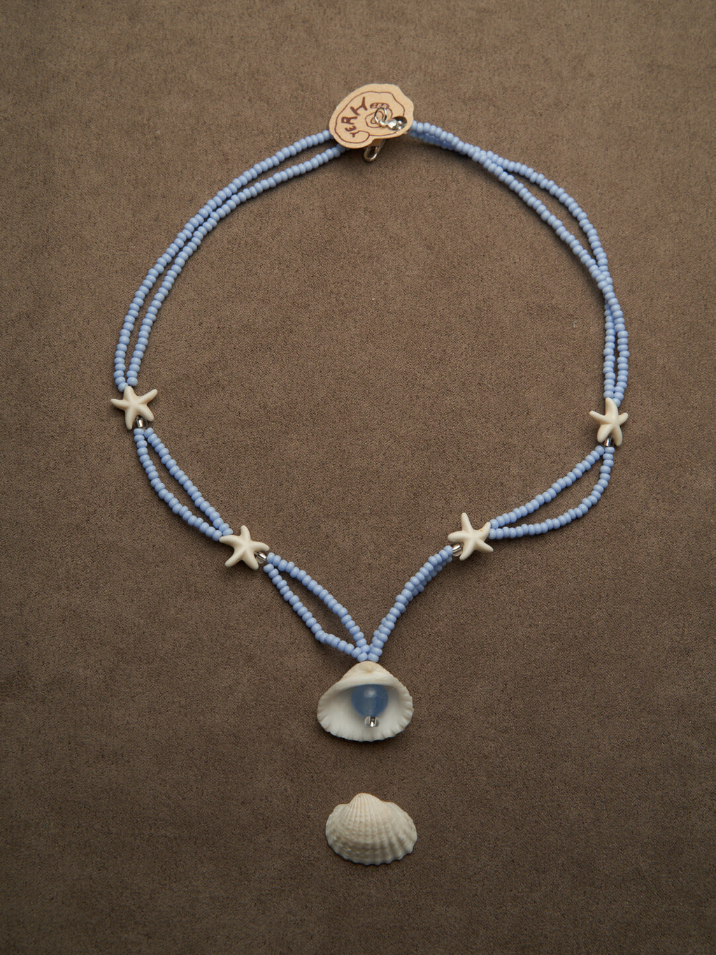 Double-Layered Shell Starfish Beaded Necklace,Lumivault.