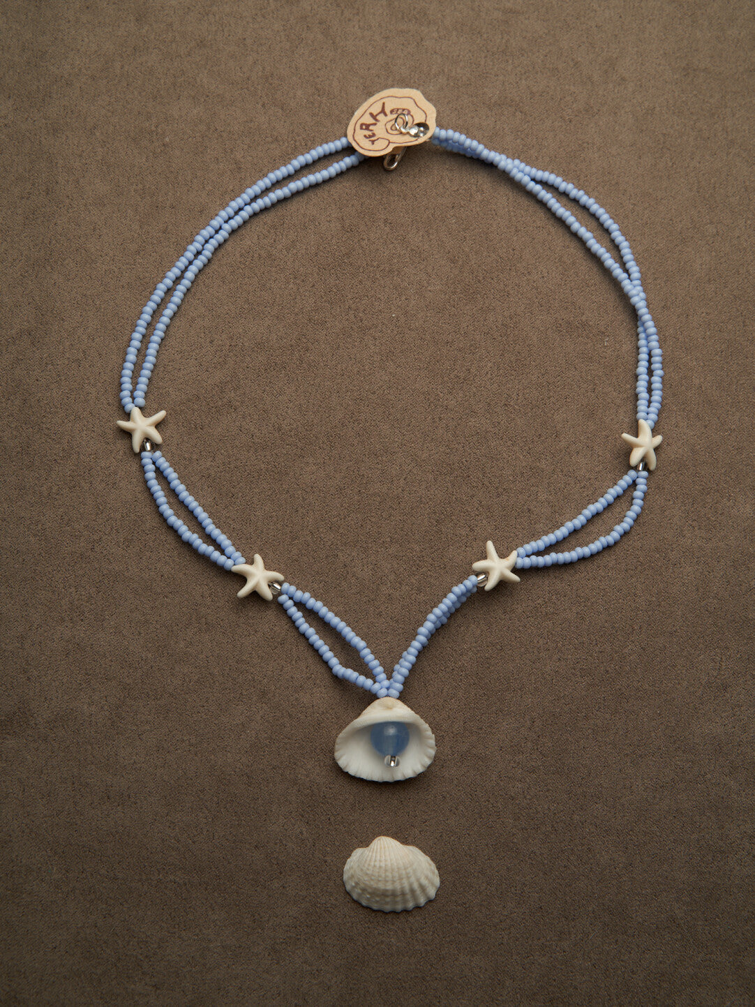 Double-Layered Shell Starfish Beaded Necklace,Lumivault.