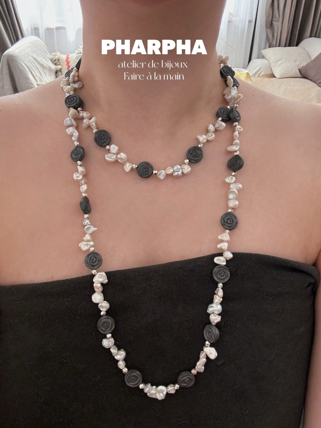 Pharpha Dried Rose Baroque Petal Pearl Necklace,Lumivault.