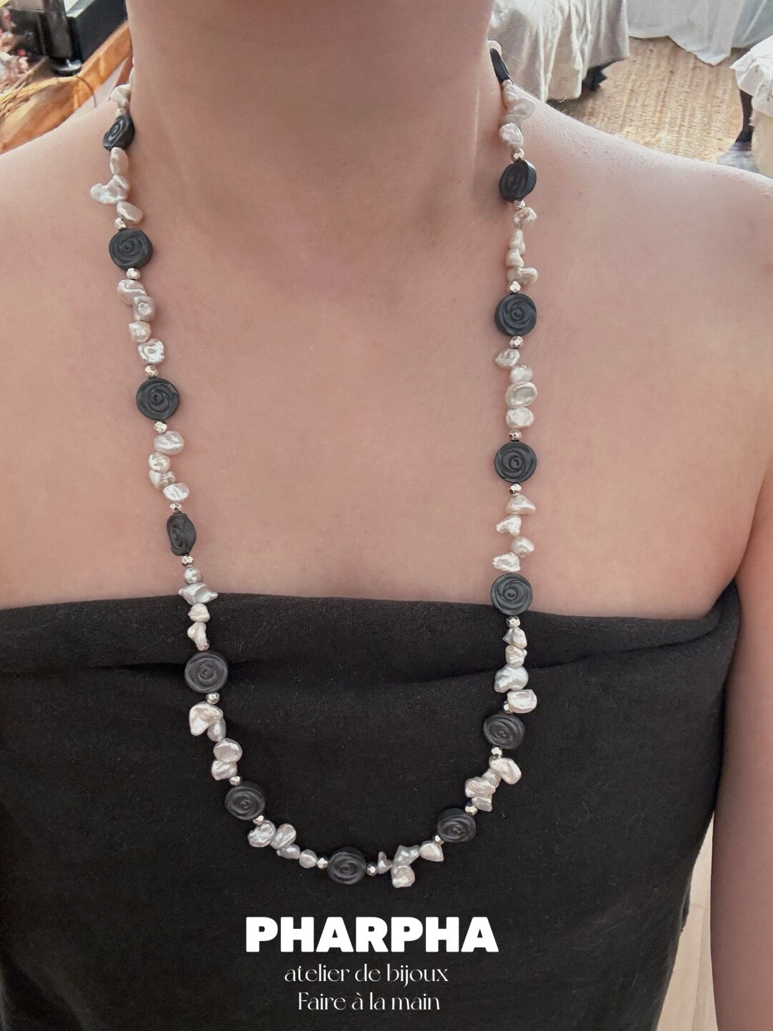 Pharpha Dried Rose Baroque Petal Pearl Necklace,Lumivault.