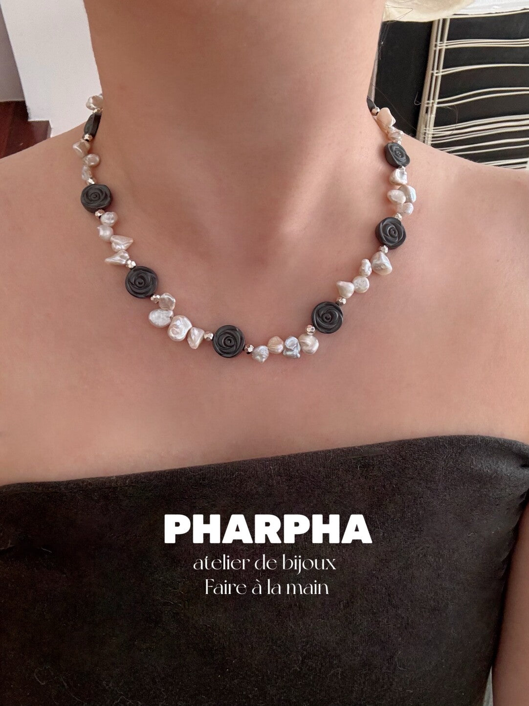 Pharpha Dried Rose Baroque Petal Pearl Necklace,Lumivault.