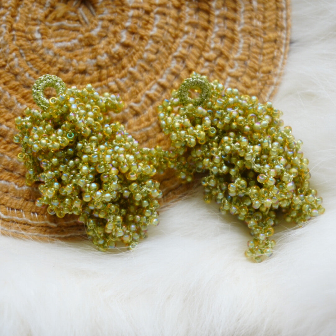 Early Spring MIYUKI Beaded Jewelry,Mugwort Green Medium / Studs,Lumivault.
