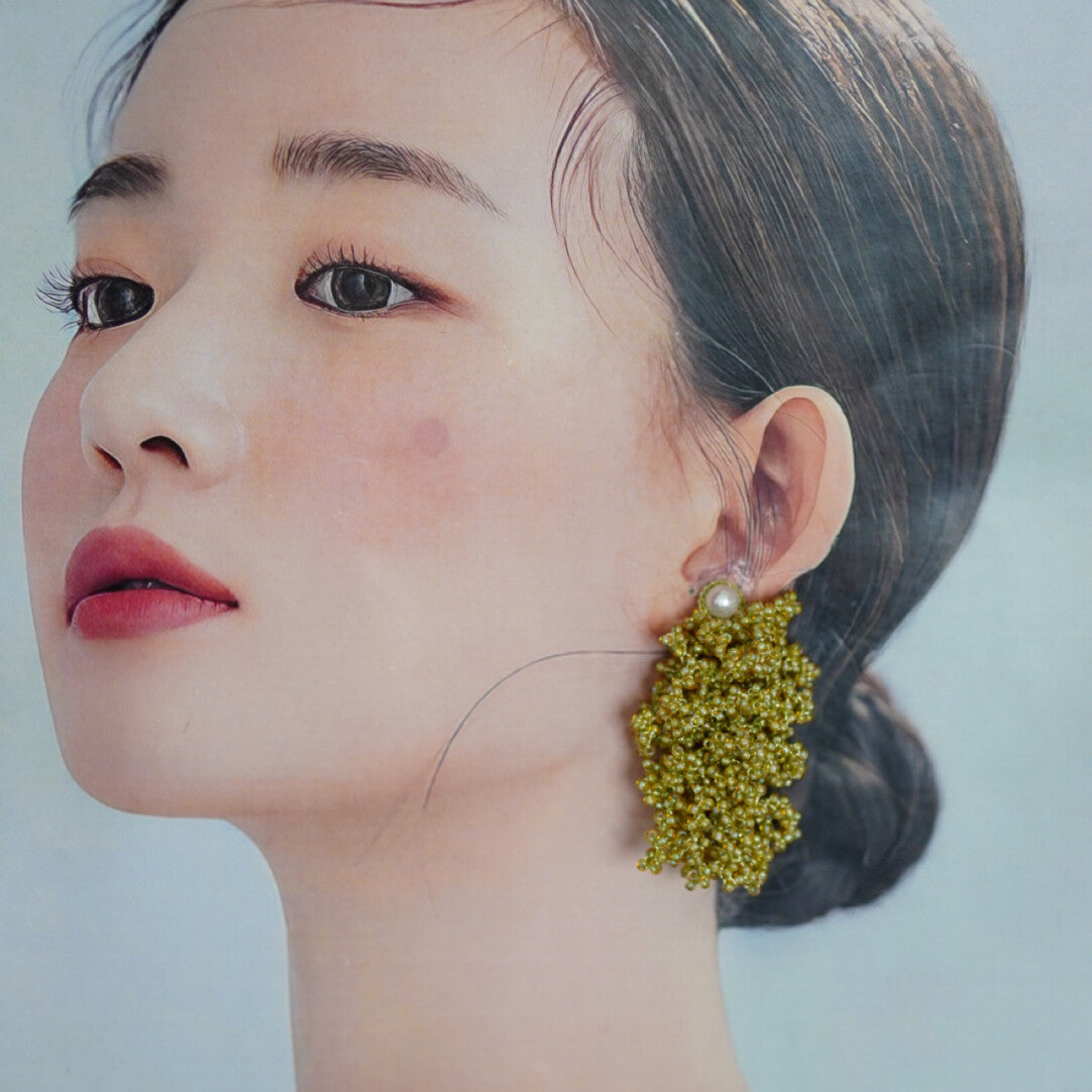 Early Spring MIYUKI Beaded Jewelry,Mugwort Green Large / Studs,Lumivault.