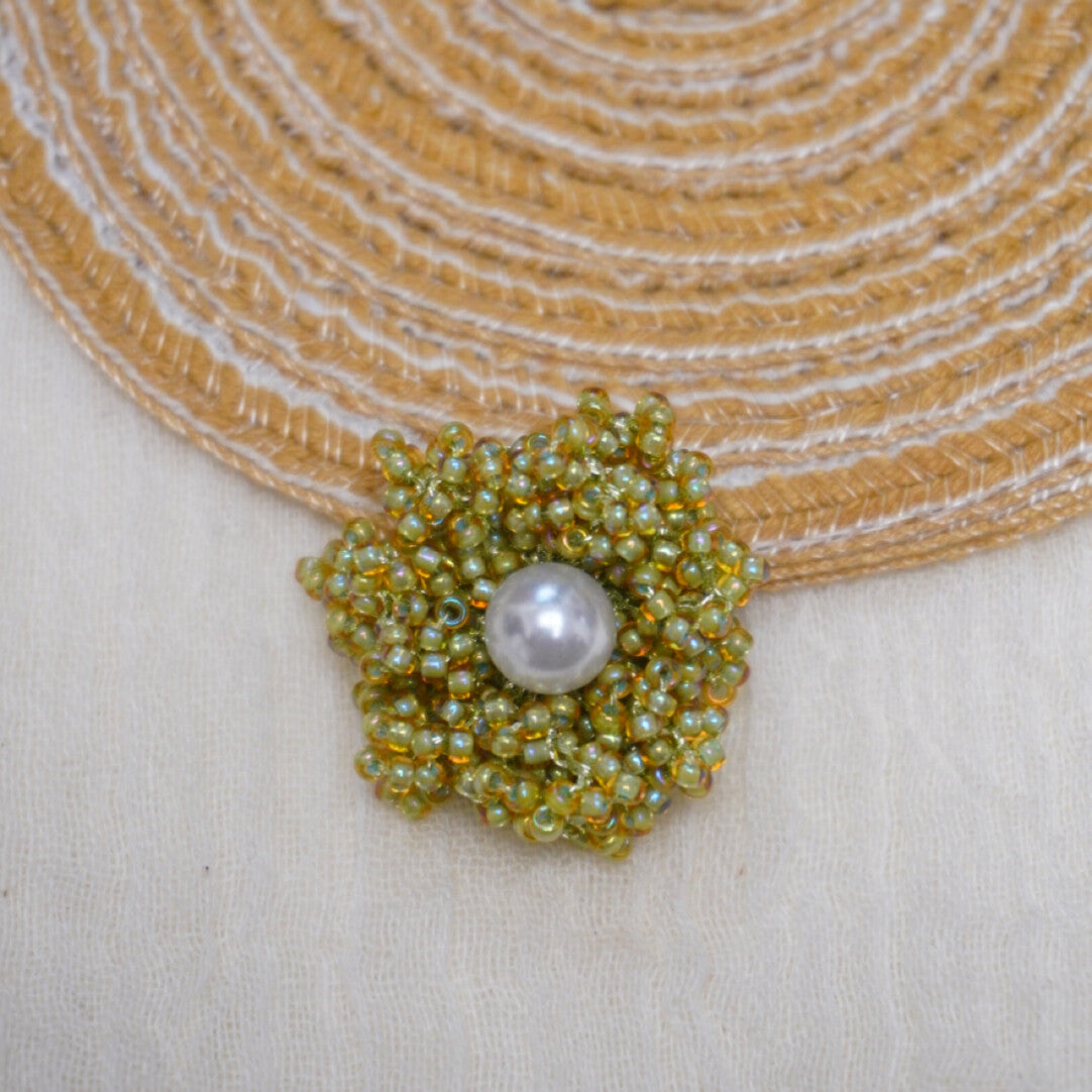 Early Spring MIYUKI Beaded Jewelry,Mugwort Green Flowers / Studs,Lumivault.