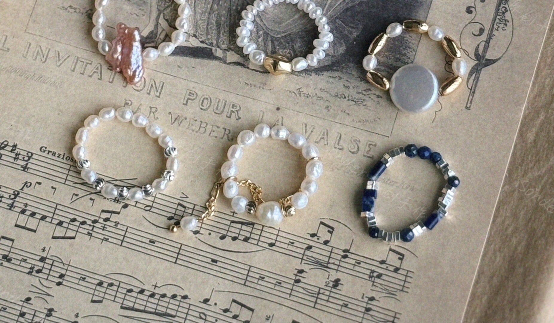 Elastic Baroque Pearl Raw Stone Ring,Lumivault.