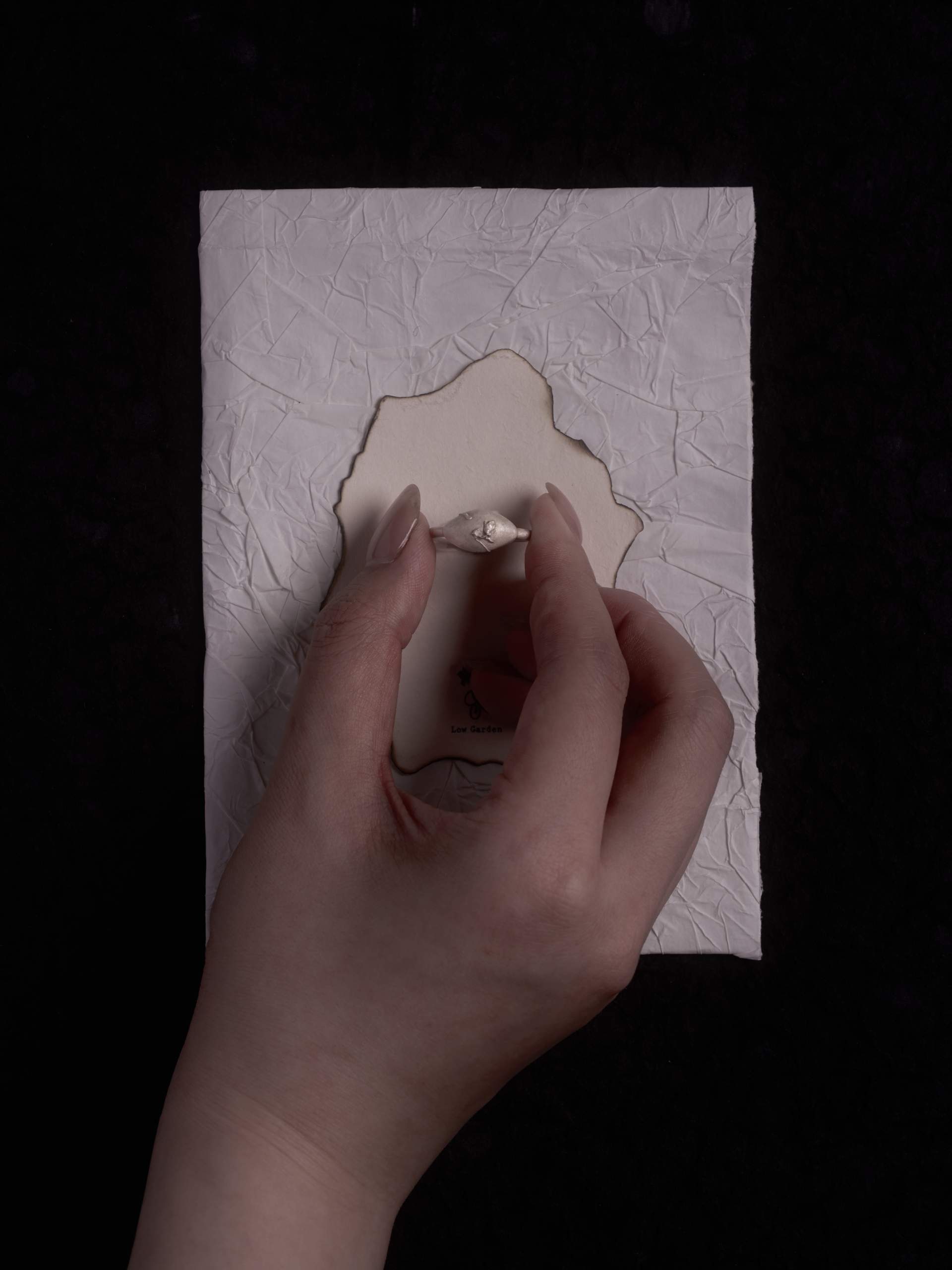 Embossed Iris Bean Open Ring,Lumivault.