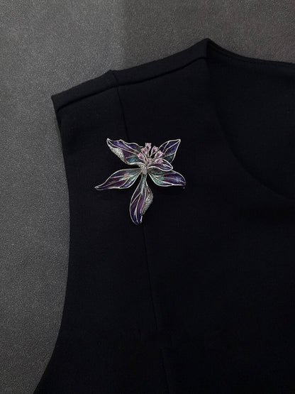 Enamel Iris Brooch