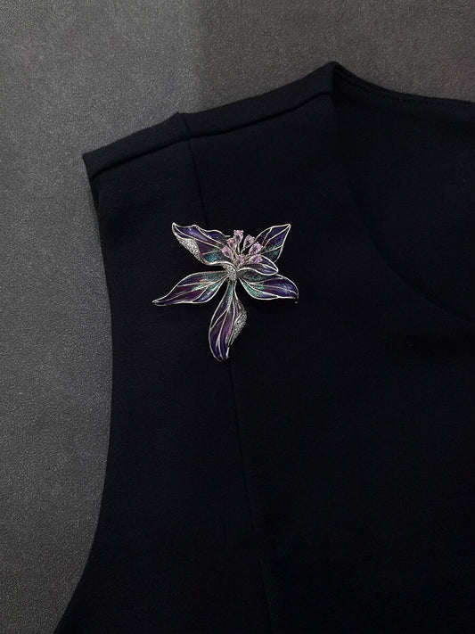 Enamel Iris Brooch