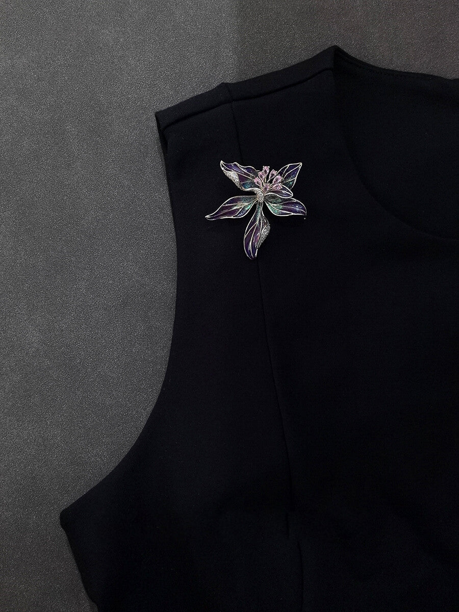 Enamel Iris Brooch