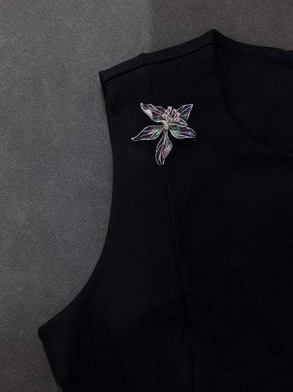 Enamel Iris Brooch