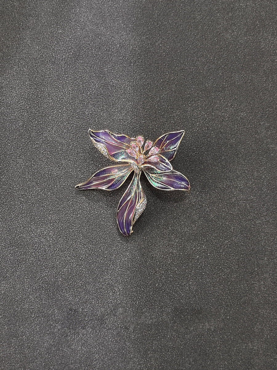 Enamel Iris Brooch,Lumivault.